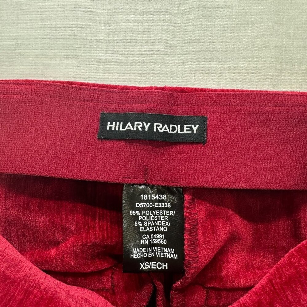 Hilary Radley Pants Womens Sz XS Velvet Mid Rise Slim Pull On Elastic Waist Red - Picture 7 of 10